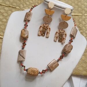 Sterling silver and Jasper Stone Necklace FREE Earrings